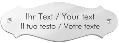 Personalisiertes Klingelschild aus Edelstahl mit Gravur - 130 x 47 mm, geschwungen - poliertes Edelstahlschild, Türschild, Namensschild