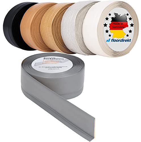Floordirekt Sockelleiste Selbstklebende Rückseite - 50 x 15 mm - Küchenleiste, Knickleiste individuell zuschneidbar - Weichsockelleiste aus PVC (Länge: 10 Meter, Schwarz, Oslo)