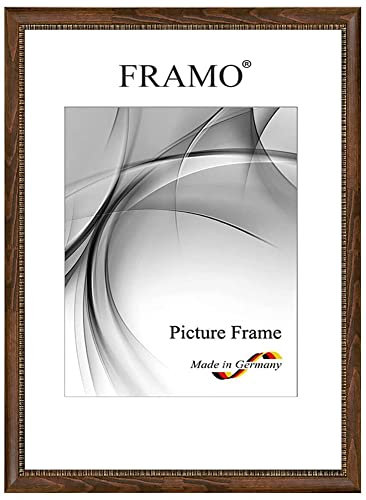 FRAMO Barock Bilderrahmen 50 x 70 cm aus Massivholz | Braun-Gold | Farbe/Größe wählbar | Retro Vintage Antik Rahmen N°113