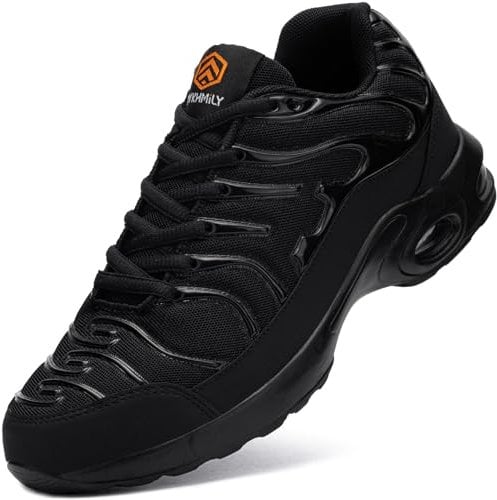 DYKHMILY Safety Trainers Steel Toe Cap Mens Comfortable Work Trainers Lightweight Safety Shoes Construction Work Footwear Puncture Proof (Black,7.5UK/41.5EU)