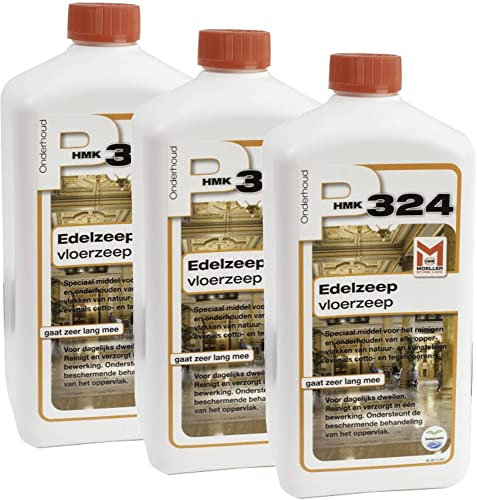 HMK P324 Bodenreiniger Edel-Steinseife - 3er Pack - Reinigung & Pflege für Naturstein Kunststein Cotto Beton - Reinigungsmittel - Putzmittel