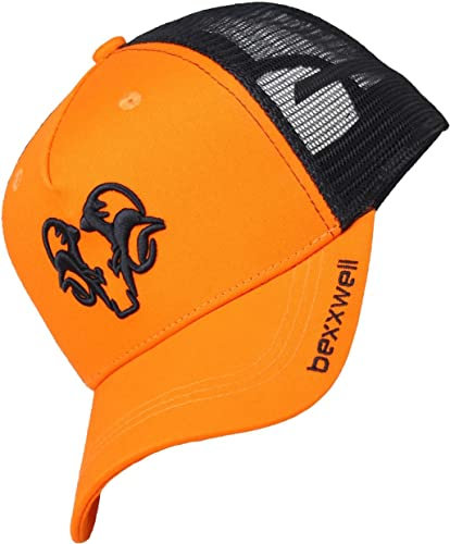 Bexxwell Trucker Cap orange/schwarz mit 3D Logo-Stickerei (optimale Passform, Kappe, Black, orange, Truckercap, Logo, Unisex)