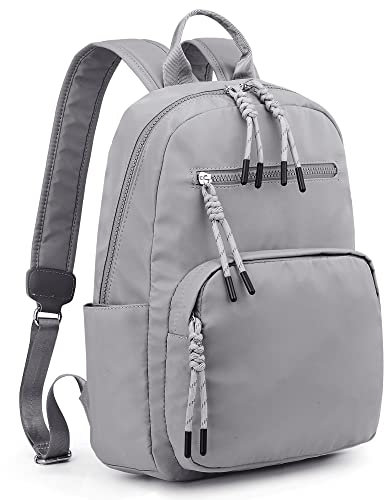 UTO Rucksack Damen Schule Wasserdichter 14 Zoll Laptop Schulrucksack für Mädchen Jungen Teenager Freizeit Wandern Daypack Einfarbiger Backpack Laotoptasche Klassischer Fashion Tagesrucksack Grau