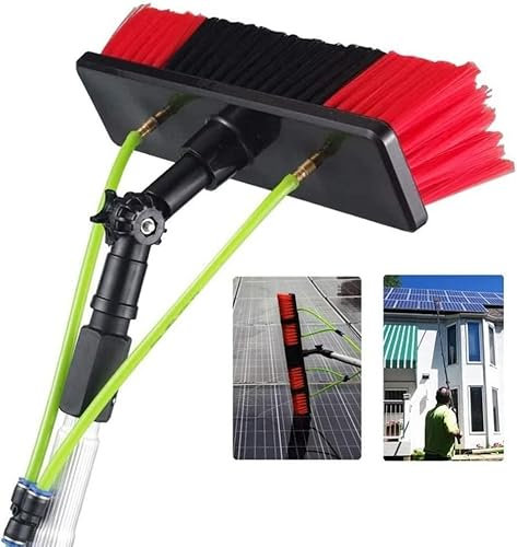 LCKFFYD Wash Spazzolone Kit Spazzola Vetri, per Pulizia di Pannelli Fotovoltaici e Solari, Kit di Pulizia Telescopico Il palo Singolo pesa Solo 0,25 kg Spazzola Telescopica,Testina 30CM ，Palo da 11m