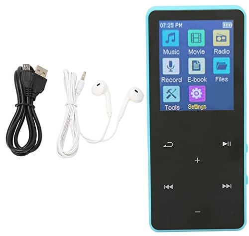 MP3-MP4-Player, Bluetooth 5.0 MP3-Musikplayer mit 1,8-Zoll-Touchscreen, 300-mAh-Lithiumbatterie, Tragbarer Musikplayer für den Sport (Blau)