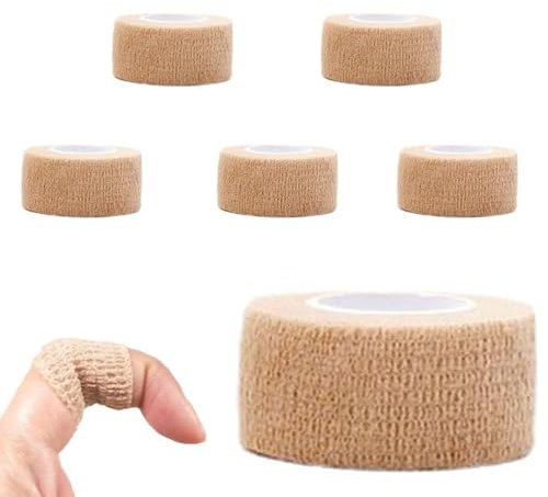 6 Rouleaux Bandage Autoadhésif Cohésifs Bande Cohésive Bandage Medical Sports Bande Elastiques Pansements Adhésifs pour Doigt Mains Pieds Poignets (Beige)