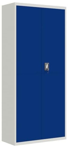 vidaXL Aktenschrank, Büroschrank mit 4 Einlegeböden, Abschließbar Metallschrank Schrank mit Türen, Aufbewahrungsschrank Büromöbel, Hellgrau Blau Stahl