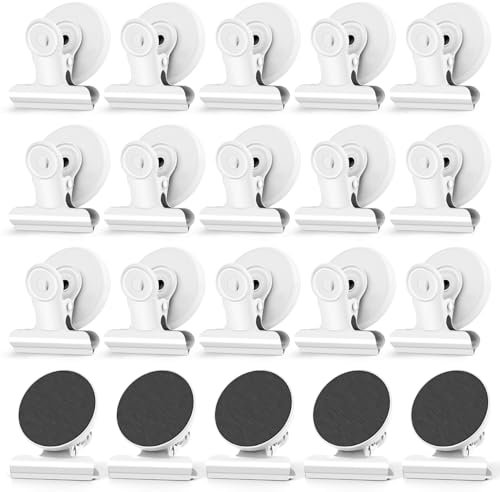 WUDIME 20 Pack Refrigerator Magnets, White Magnetic Clips Whiteboard Magnets, Magnet Clips Heavy Duty Fridge Magnets for Photo Displays, Home, Office, Classroom