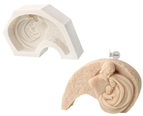 Sacra Famiglia Candela Stampo in Silicone Scultura Vergine Statua Stampi in Resina Stampo per Cemento in Gesso Decorazioni per la casa