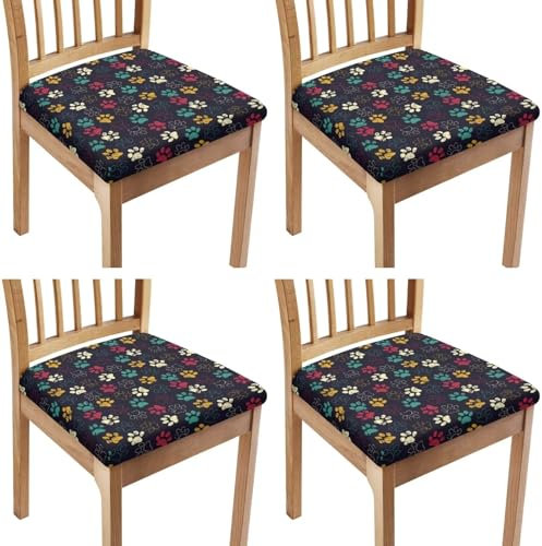 Belidome 4 Pcs Bunte Hund Pfoten Druck Sofa Sitzkissenbezug Elastische Stuhl Sitzbezüge