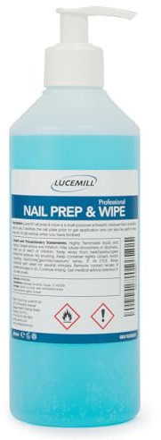 Lucemill Nail Prep & Wipe Gel Nail Polish Cleanser - 500ml Solution with Pump Dispenser for Gel Nails & Acrylics