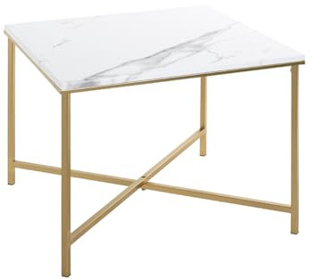 HAKU Möbel Beistelltisch Gold, marmoroptik, MDF, Metall - Maße: B 60 cm x H 47 cm x T 60 cm, Style: Art Deco