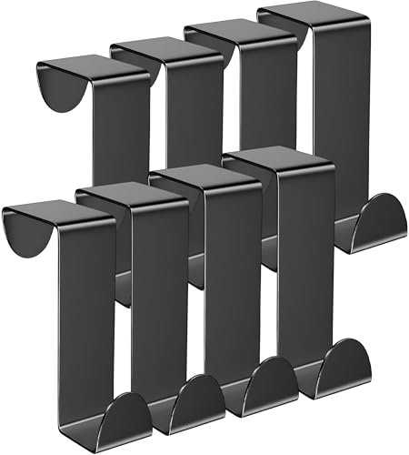 TOJ Türhaken 8er Set - Küchenschrank/Tür Kleiderhaken - Jashaken - Edelstahl - 8 Stück - Matt Schwarz