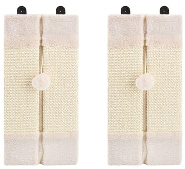 LIFLIX 2 STK. Kratzbrett Ecke für Katzen, Kratzbrett Wand mit hängendem Ball - Höhe Qualität Sisal Kratzecke Katze, Kratzschutz für Wand und Möbel