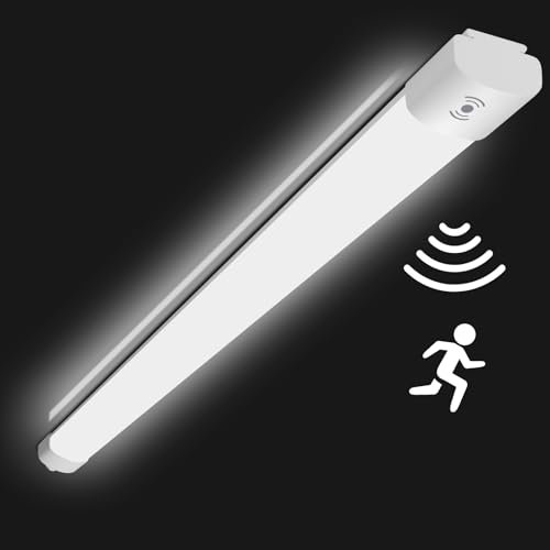 Oraymin Led Feuchtraumleuchte mit Bewegungsmelder 60CM, 20W 2200LM Led Röhre, IP65 Wasserfest Deckenlampe Kellerlampe Werkstattlampe für Garage Keller Feuchtraum Bad Büro, Neutralweiß 4000K