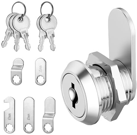 Serratura per Armadietto, Serratura Cassetta Postale con 5 Diverse Piastre di Serratura e 5 Chiavi, Sicurezza Serratura per Cassetta delle Lettere per Posta, Porte, Ante di Mobili (20mm)