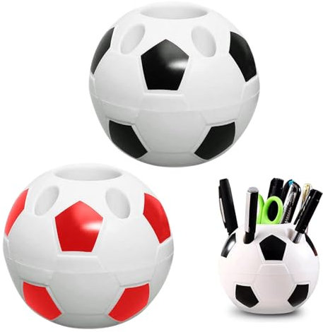 2 Stück Schüler Stiftehalter Fußball Set, Fußball Stifthalter zur Dekoration Ihres Hauses, Büros, zur Aufbewahrung auf dem Schreibtisch, Fußballzimmerdekoration, Kreativer Fußballstil-Stifthalter
