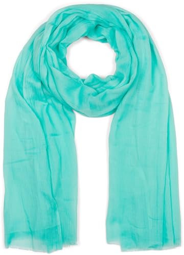 styleBREAKER Damen Schal Leicht & Transparent mit kurzen Fransen | Einfarbiges Halstuch für Frühling und Sommer | Weiches großes Schultertuch 188 x 100 cm, Farbe:Mint