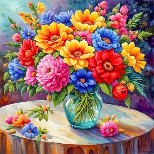 Diamond Painting Erwachsene Blume-Diamant Painting Bilder Erwachsene Blume,5D Diamond Painting Bilder Vegetativ Für Haus Dekoration(30x30cm)