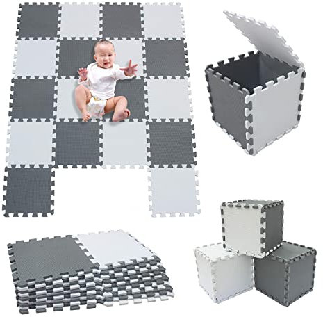 18 Pièces Tapis de Jeu en Mousse Bordure, Carreaux de Sol Emboîtables pour Enfants, Puzzle et Tapis d’Exercice