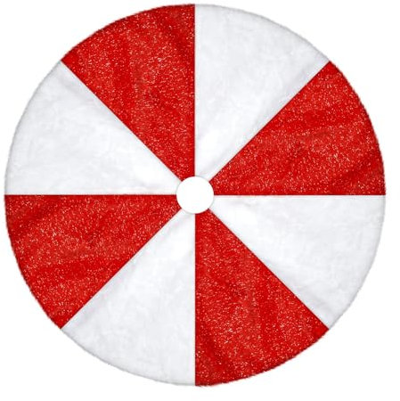 HOTOOLME Coperta per albero di Natale, 120 cm, grande peluche, per albero di Natale, rotondo, supporto in pelliccia sintetica bianca e rossa, per albero di Natale