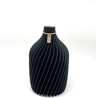 Filsi Home | 3D Druck Vase Flash | nachhaltig | hergestellt aus PLA (Bio-Kunststoff) | umweltfreundlich | wasserdicht | Tiefe Rillen | einzigartige Optik | Made in Germany (Schwarz)