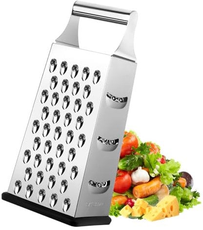 4 Côtés Rapeuse Legume, Rapeuse Fromage Inoxydable, Rape Carrée pour Râper Moyen, Fin et Microfin, Rape à Fromage, Rape à Légumes, Rape à Pommes de Terre