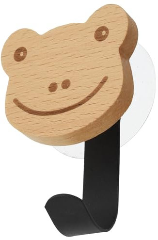 Holz Garderobenhaken Kinder, Kleiderhaken Selbstklebend Wandhaken in Tierform Kleiderhaken Wand Kinder Kleiderhaken Garderobe für Wand, Tür, Kindergarderobe & Möbelknöpfe Holzgriffe (Frosch)
