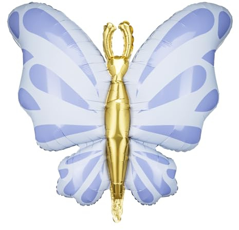 Stilvolle Schmetterlings-Folienballons PartyDeco 27,2 x 27,2 Zoll Blau Pastell Schmetterling Motto Party Hochzeit Babyparty Mädchen Geburtstag Brautdusche Party Dekor