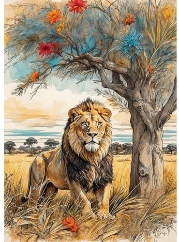 TOSTOG Diamond Painting für Erwachsene,Löwe Diamant Painting Kits Full Drill Bilder 5D DIY Diamant Malerei Set 30x40cm für Wanddekor