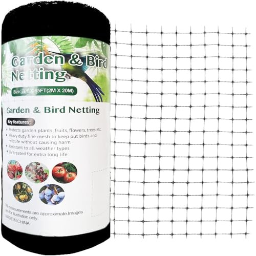 Vocray Garden Netting 2X7.5M, Anti Bird Netting Against Small Animals, Butterfly Netting Protect Plants, Vegetables, Fruit trees, 19x19mm Square Mesh Garden Net Pest Barrier.(Black).