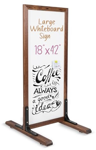 Ilyapa Grand tableau blanc – Panneau magnétique sur pied effaçable à sec, tableau de menu pour restaurant en plein air, planche à sandwich, camion de nourriture, fête ou mariage – 106,7 x 45,7 cm