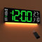 Mee 2ou Horloge Numérique Murale 16,5 avec Minuteur, Lumière Nocturne, 2 Réveils, 8 Couleurs RGB, Réglage Auto de la Luminosité, Température, Date, 24/12 Heure pour le Salon, Chambre, Bureau, Seniors