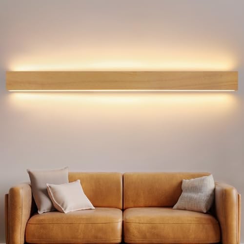 ZMH LED Wandleuchte innen Wandlampe Holz - 100 CM 36W Modern Flurlampe Wand Up und Down Leuchte Indirekt 3000K Warmweiß Wandbeleuchtung für Wohnzimmer Schlafzimmer Flur Treppenhaus