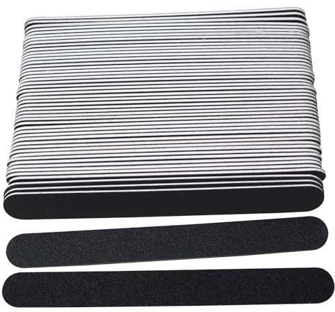 Lima per unghie, 50 pezzi, professionale su entrambi i lati, grana 100/180, per gel acrilico naturale, adatta per la casa, salone di unghie (nero)