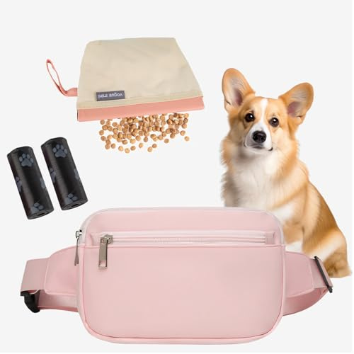 EliphonTowne wasserdichte Leckerlitasche Für Hunde - Outdoor-Bauchtasche Hundetraining, Bauchtasche Mit Verstellbarem Schultergurt, Mit Unabhängiger Abnehmbarer Haustier-Snack-Tasche