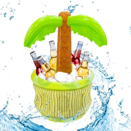 Suevut Aufblasbare Palme Getränkekühler 40 cm – Getränkekühler Aufblasbar mit Palme Aufblasbar, Pool Getränkehalter Schwimmende Bar für Sommerparty, Strand, Garten und Pool