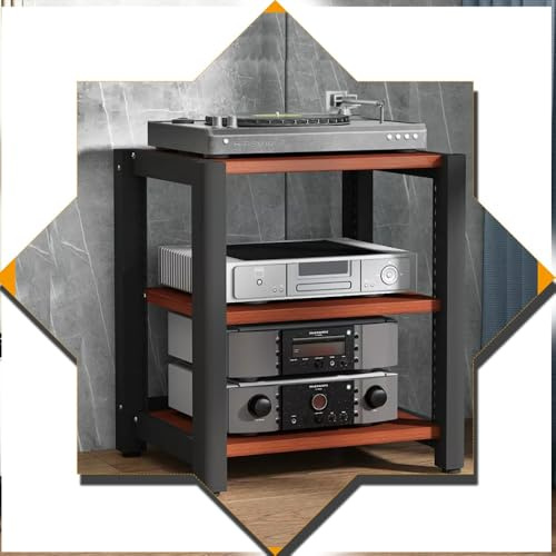 3-stufiger beweglicher Stereoschrank-AV-Ständer mit Bremsrädern – DVD-/CD-Player-Aufbewahrungsregal und Verstärker-Rack für Audio-Video-Entertainment-Center zu Hause, im Büro oder im Kino (6