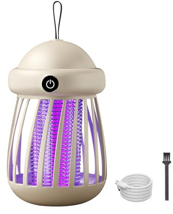 Insektenvernichter Elektrisch, 2 in 1 Mückenfalle Mückenlampe Akku Fliegenfalle Elektrisch USB Mückenschutz mit LED Licht Elektrischer Insektenlampe Wiederaufladbar Mückenlampe für Innen Außen (Weiß)