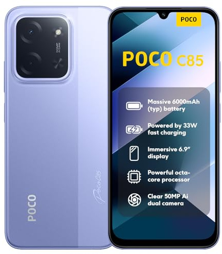 XIAOMI POCO C85 Smartphone 6+128GB Purple 6.9 120Hz Display 7.99mm Design