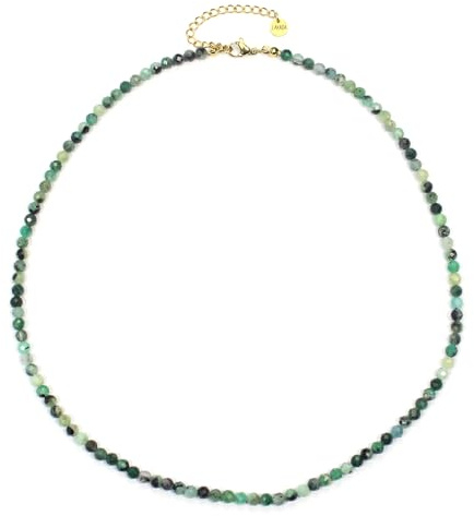 LAKADA Edelsteinkette mit facettierten 4mm Perlen - echte Natursteine - Länge verstellbar - Heilstein Schutzstein Edelstein Collier Glücksbringer Talisman Geschenk