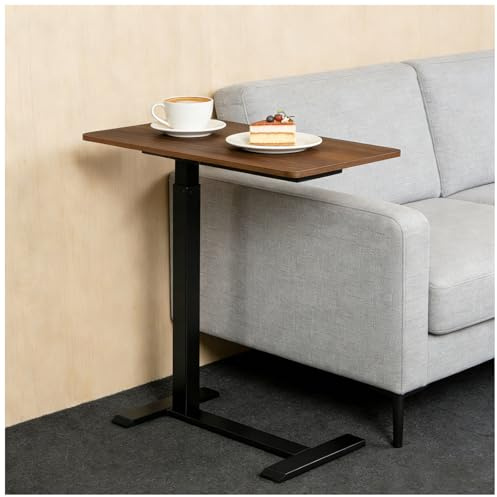 Générique Table d'appoint avec roulettes - Hauteur réglable pour Ordinateur Portable, Bureau en Bois, canapé, Table de Nuit, café - pour Chambre, Salon,Marron,27.5''x15.7''x43.3''