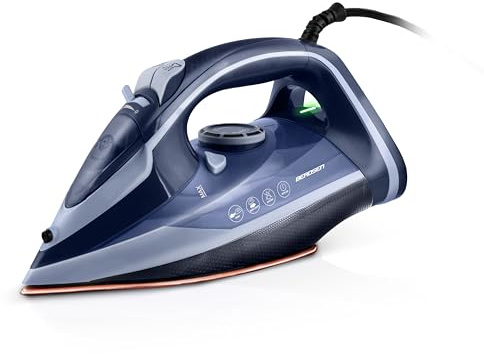 Berdsen Dampfbügeleisen - 3000W Bügeleisen 9in1 - mit Keramiksohle - 350 ml Wassertank - Doppel-Dampfstoß Blau