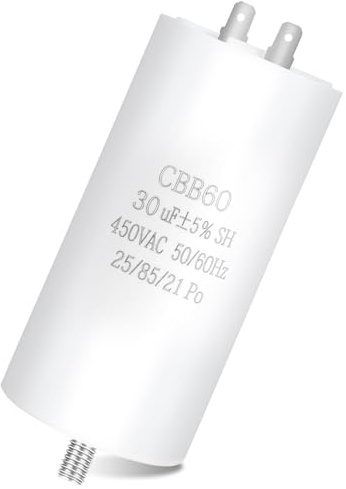 CBB60 30uf Running Capacitor AC 450V 2 Pins 50/60Hz for Washing Machines | Double Insert Bottom Motor Capacitors with Screw for Water Pump Spin Dryer Air Compressor Lifting Machine 90x45MM