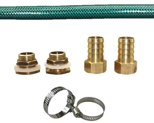 Kit de raccord de tuyau de pluie avec tuyau en PVC de 99,1 cm et 4 raccords de cloison en laiton pour systèmes de collecte d'eau de pluie, utilisation non potable uniquement