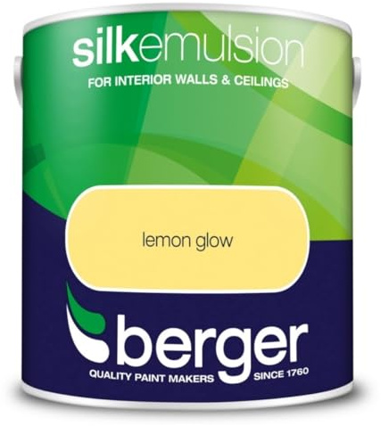 DRW Lemon Glow Walls and Ceilings Silk Emulsion Paint 2.5L | Interior Wall and Ceiling Paint | Smooth Flat Silk Finish | Durable Everyday Room Paint for Living Room Bedroom Hallway and Dining Room
