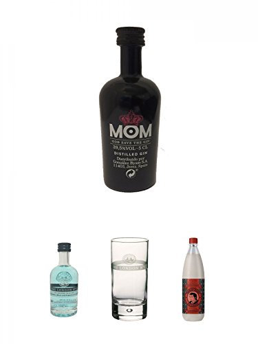 Mom God Save the Gin England 0,05 Liter Miniatur + The London No. 1 Gin 5 cl Miniatur + The London No. 1 Longdrinkglas 1 Stück + Thomas Henry Spicy Ginger 1,0 Liter