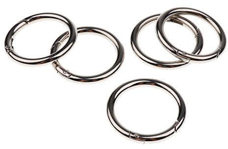 FITYLE 5pcs Anneau Verrouillage Mousqueton en De Zinc Ressort Rond Crochet, Argent, 40mm