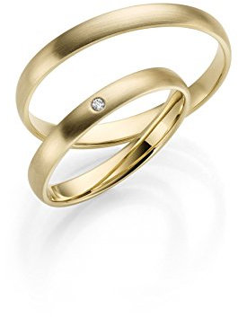 RJ 333 Gold Trauringe in Gelbgold Paarpreis inkl 1 Stein - matt