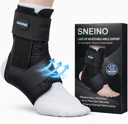 SNEINO Ankle Brace for Women Men - Ankle Support Brace for Sprained Ankle,Ankle Stabilizer for Achilles,Tendon,Sprain,Injury Recovery,Lace up Ankle wrap for Running,Basketball,Volleyball